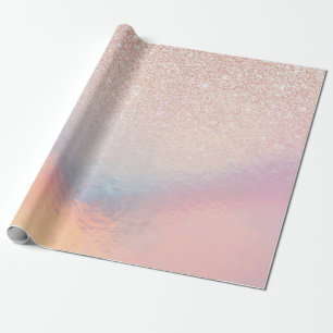 Roos Gold Glitter Iridescent Holographic Gradient Cadeaupapier