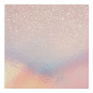 Roos Gold Glitter Iridescent Holographic Gradient Imitatie Canvas Print