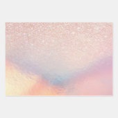 Roos Gold Glitter Iridescent Holographic Gradient Inpakpapier Vel (Voorkant)