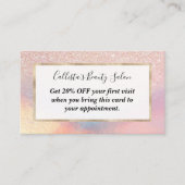 Roos Gold Glitter Iridescent Holographic Gradient Kortingskaartje (Voorkant)