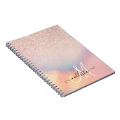 Roos Gold Glitter Iridescent Holographic Gradient Notitieboek (Rechterzijde)