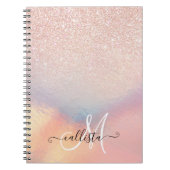 Roos Gold Glitter Iridescent Holographic Gradient Notitieboek (Voorkant)