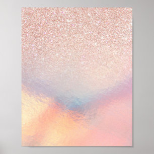 Roos Gold Glitter Iridescent Holographic Gradient Poster
