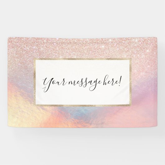 Roos Gold Glitter Iridescent Holographic Gradient Spandoek (Horizontaal)