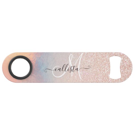 Roos Gold Glitter Iridescent Holographic Gradient Speed Flessenopener (Voorkant (Horizontaal))