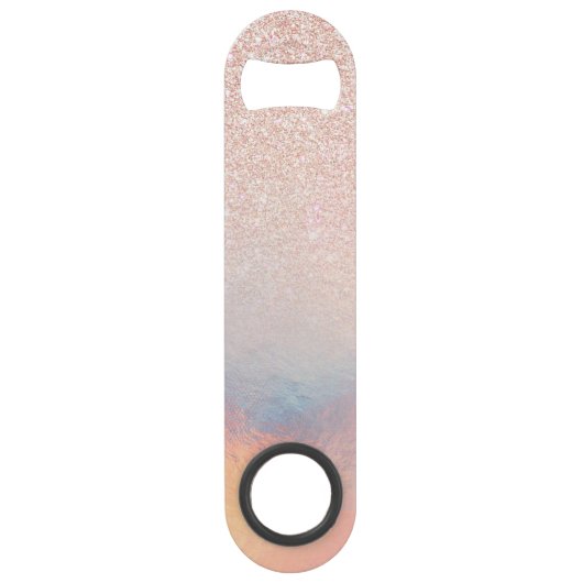 Roos Gold Glitter Iridescent Holographic Gradient Speed Flessenopener (Achterkant)