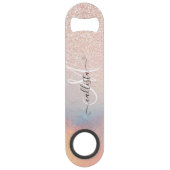 Roos Gold Glitter Iridescent Holographic Gradient Speed Flessenopener (Voorkant)