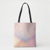 Roos Gold Glitter Iridescent Holographic Gradient Tote Bag (Voorkant)