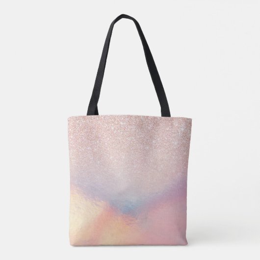 Roos Gold Glitter Iridescent Holographic Gradient Tote Bag (Achterkant)