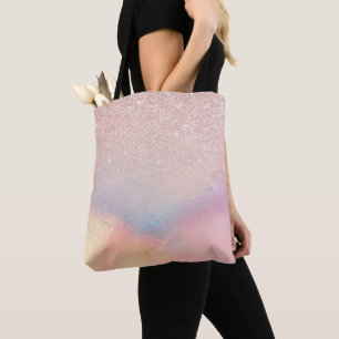 Roos Gold Glitter Iridescent Holographic Gradient Tote Bag