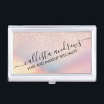 Roos Gold Glitter Iridescent Holographic Gradient Visitekaarthouder<br><div class="desc">Dit elegante en stijlvolle design is perfect voor het trendy en stijlvolle meisje. Het is voorzien van faux bedrukt roos goudglitter met roze, perzik, blauw en paars isoprolografisch ombre gradiënt. Het is modern, cool, uniek, glamoureus en origineel. ***BELANGRIJKE NOTA VAN HET ONTWERP: Voor om het even welk verzoek van het...</div>