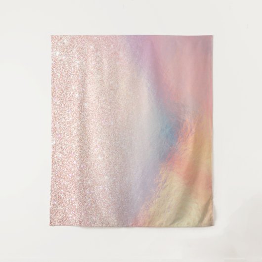 Roos Gold Glitter Iridescent Holographic Gradient Wandkleed (Voorkant)