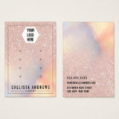 Roos Gold Glitter Iridescent Logo Woordbeeldscherm Visitekaartje (Voorkant /achterkant)