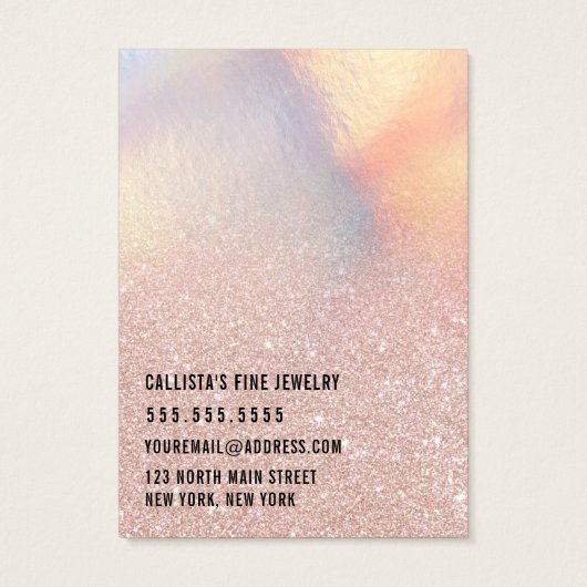 Roos Gold Glitter Iridescent WC-Kaart Visitekaartje (Achterkant)