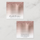 Roos Gold Glitter Jewelry Display Vierkante Visitekaartje (Voorkant / Achterkant)