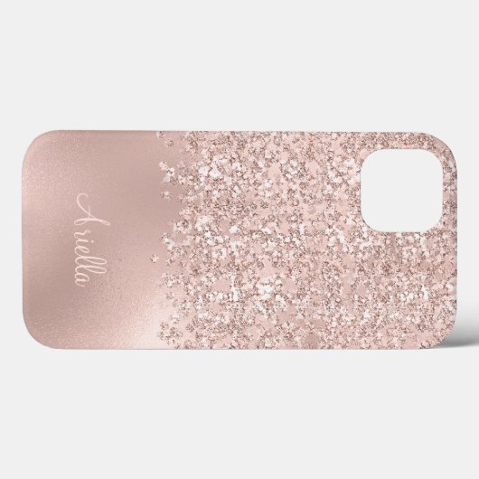 Roos Gold Glitter Jewels Monogram Case-Mate iPhone Case (Achterkant (horizontaal))