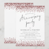 Roos Gold Glitter Jubileum Party Kaart (Voorkant / Achterkant)