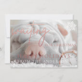 Roos Gold Glitter Kaart wacht op Kerstmis (Voorkant)