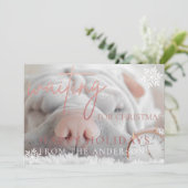 Roos Gold Glitter Kaart wacht op Kerstmis (Staand voorkant)