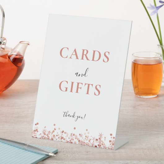 Roos Gold Glitter kaarten geschenken teken Reclamebord Met Voetstuk (Insitu)