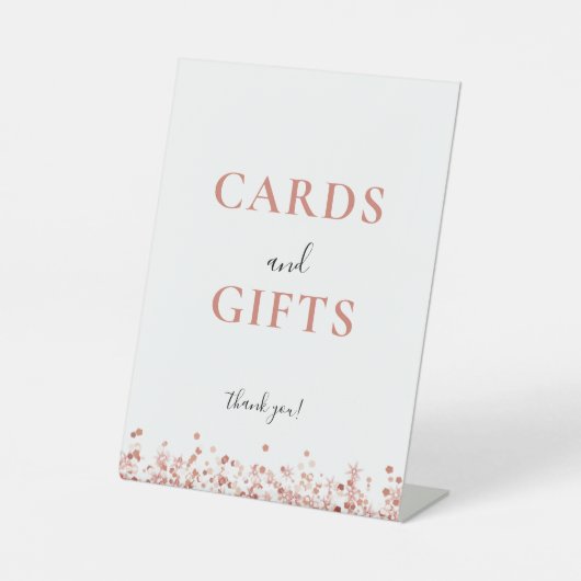 Roos Gold Glitter kaarten geschenken teken Reclamebord Met Voetstuk (Voorkant)