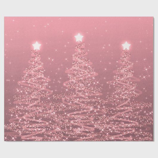 Roos Gold Glitter kerstbomen Holiday  Cadeaupapier (Vlak)