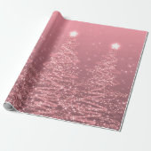 Roos Gold Glitter kerstbomen Holiday  Cadeaupapier (Uitgerold)