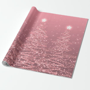 Roos Gold Glitter kerstbomen Holiday  Cadeaupapier