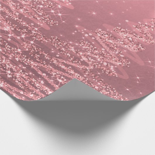 Roos Gold Glitter kerstbomen Holiday  Cadeaupapier (Hoek)