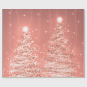 Roos Gold Glitter kerstbomen Holiday  Cadeaupapier (Vlak)