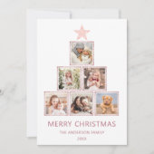 Roos Gold Glitter | Kerstfotoboom Feestdagenkaart (Voorkant)