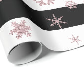 Roos Gold Glitter-kerstsnowflake-patroon Cadeaupapier (Rol Hoek)