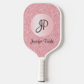 Roos Gold Glitter Kijk Monogram Elegant Sjabloon Pickleball Paddle (Achterkant)