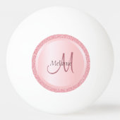 Roos Gold Glitter Kijk Monogram Initiaal Wit Pingpongbal (Voorkant)
