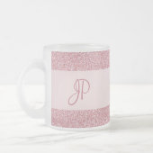 Roos Gold Glitter Kijk Monogram Trendy Sjabloon Matglas Koffiemok (Links)