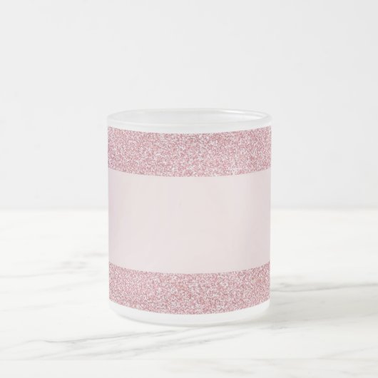 Roos Gold Glitter Kijk Monogram Trendy Sjabloon Matglas Koffiemok (Center)