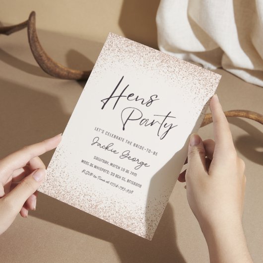 Roos Gold Glitter Kippen Feestuitnodiging Sjabloon Kaart