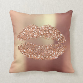 Roos Gold Glitter Kiss Lips Glam Makeup Copper Kussen
