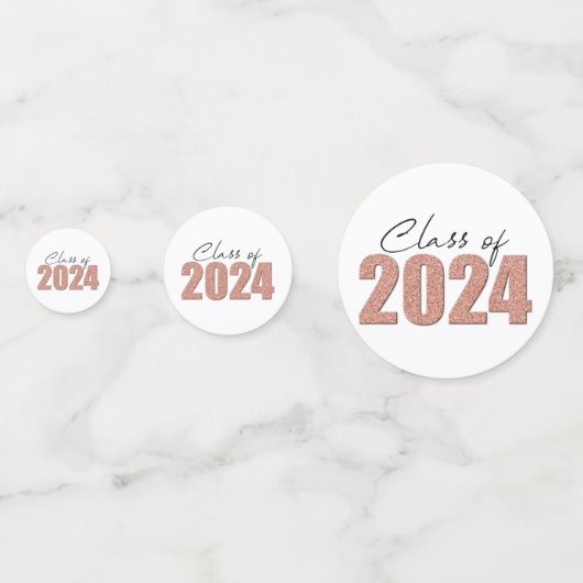 Roos Gold Glitter Klasse van 2024 Confetti (Voorkanten)