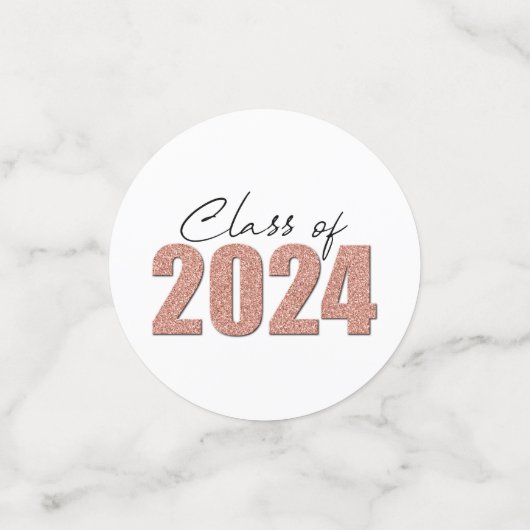 Roos Gold Glitter Klasse van 2024 Confetti (Kleine voorkant)