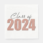 Roos Gold Glitter Klasse van 2024 Servet (Voorkant)