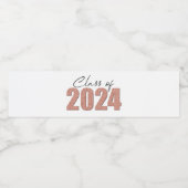Roos Gold Glitter Klasse van 2024 Waterfles Etiket (Enkel label)