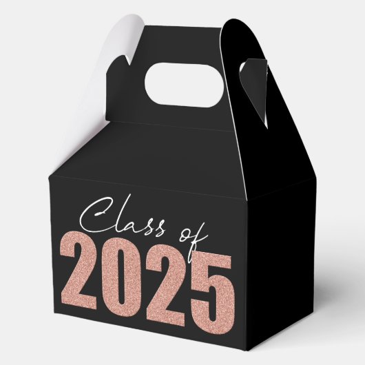 Roos Gold Glitter Klasse van 2025 Bedankdoosjes (Voorkant)