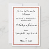 Roos Gold Glitter Klasse van 2025 Foto Aankondigin Kaart (Achterkant)