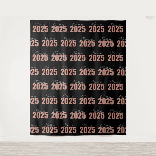 Roos Gold Glitter Klasse van 2025 Foto Achtergrond Wandkleed (Voorkant)