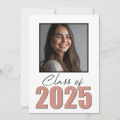 Roos Gold Glitter Klasse van 2025 Foto Open Huis Kaart (Voorkant)