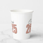 Roos Gold Glitter Klasse van 2025 Papieren Bekers (Rechts)