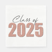 Roos Gold Glitter Klasse van 2025 Servet (Voorkant)