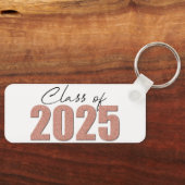 Roos Gold Glitter Klasse van 2025 Sleutelhanger (Voorkant)