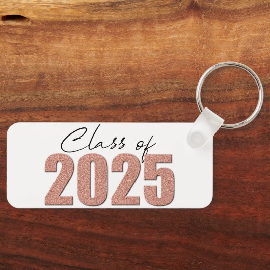 Roos Gold Glitter Klasse van 2025 Sleutelhanger (Voorkant)